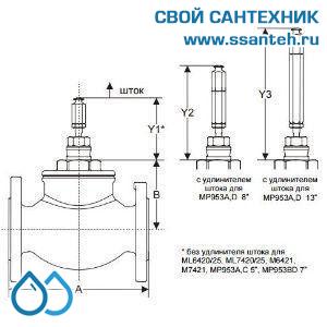10145 Honeywell, V5016A1093 Клапан двухходовой (проходной) фланцевый, PN16, DN32, Kvs 16,0, 180 °C