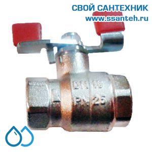 14614 HERZ, 1220134 Кран шаровой MODUL ВР-ВР 1 1/4" ручка бабочка сталь PN25 ник