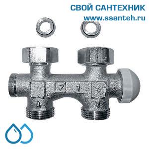 14895 HERZ 1379192 Узел нижнего подключения панельного радиатора прямой, 3/4"(конус)-3/4"(ЕК), 120°C, 10 бар, для однотрубных систем