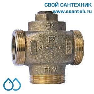 15566 HERZ 1776614 Teplomix Клапан трехходовой термостатический для твердотопливного котла DN32, Kvs 14,0 м3/час, +55°С, байпас отключаемый.