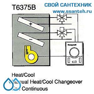 15750 HONEYWELL T6375B1013 Термостат для фэн-койлов 10-30С, 230В, антисипатор, нагрев/охлаждение
